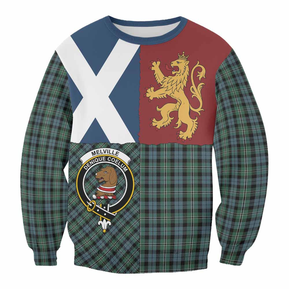 ScotsTee Shop Melville Crest Tartan Sweatshirt with Lion Rampant Saltire Style