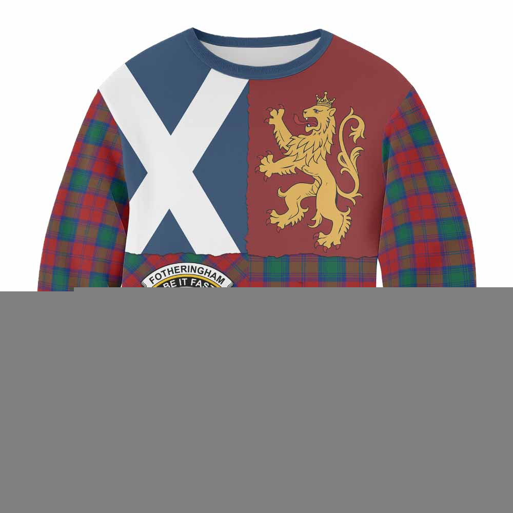 ScotsTee Shop Fotheringham (Fotheringhame) Crest Tartan Sweatshirt with Lion Rampant Saltire Style
