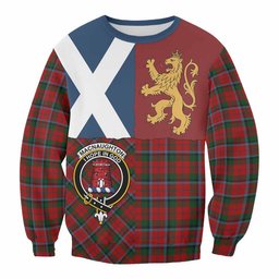 ScotsTee Shop MacNaughton (McNaughton) Crest Tartan Sweatshirt with Lion Rampant Saltire Style
