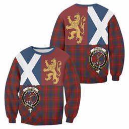 ScotsTee Shop Fraser Crest Tartan Sweatshirt with Lion Rampant Saltire Style