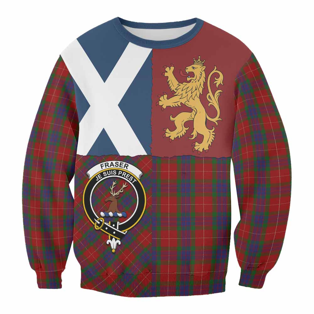 ScotsTee Shop Fraser Crest Tartan Sweatshirt with Lion Rampant Saltire Style
