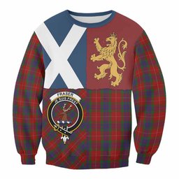 ScotsTee Shop Fraser Crest Tartan Sweatshirt with Lion Rampant Saltire Style