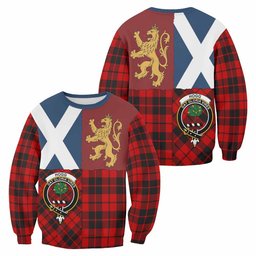 ScotsTee Shop Hogg (Hog) Crest Tartan Sweatshirt with Lion Rampant Saltire Style