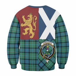 ScotsTee Shop Ferguson (Fergusson) Crest Tartan Sweatshirt with Lion Rampant Saltire Style