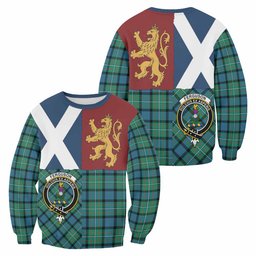 ScotsTee Shop Ferguson (Fergusson) Crest Tartan Sweatshirt with Lion Rampant Saltire Style