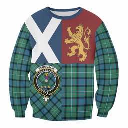 ScotsTee Shop Ferguson (Fergusson) Crest Tartan Sweatshirt with Lion Rampant Saltire Style