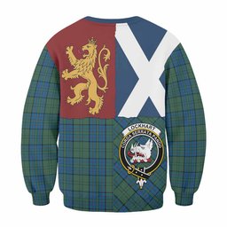 ScotsTee Shop Lockhart Crest Tartan Sweatshirt with Lion Rampant Saltire Style