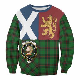 ScotsTee Shop Kirkaldy Crest Tartan Sweatshirt with Lion Rampant Saltire Style