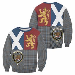 ScotsTee Shop Gladstone (Gladstanes) Crest Tartan Sweatshirt with Lion Rampant Saltire Style