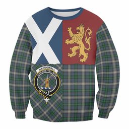 ScotsTee Shop MacDowall (McDowall) Crest Tartan Sweatshirt with Lion Rampant Saltire Style