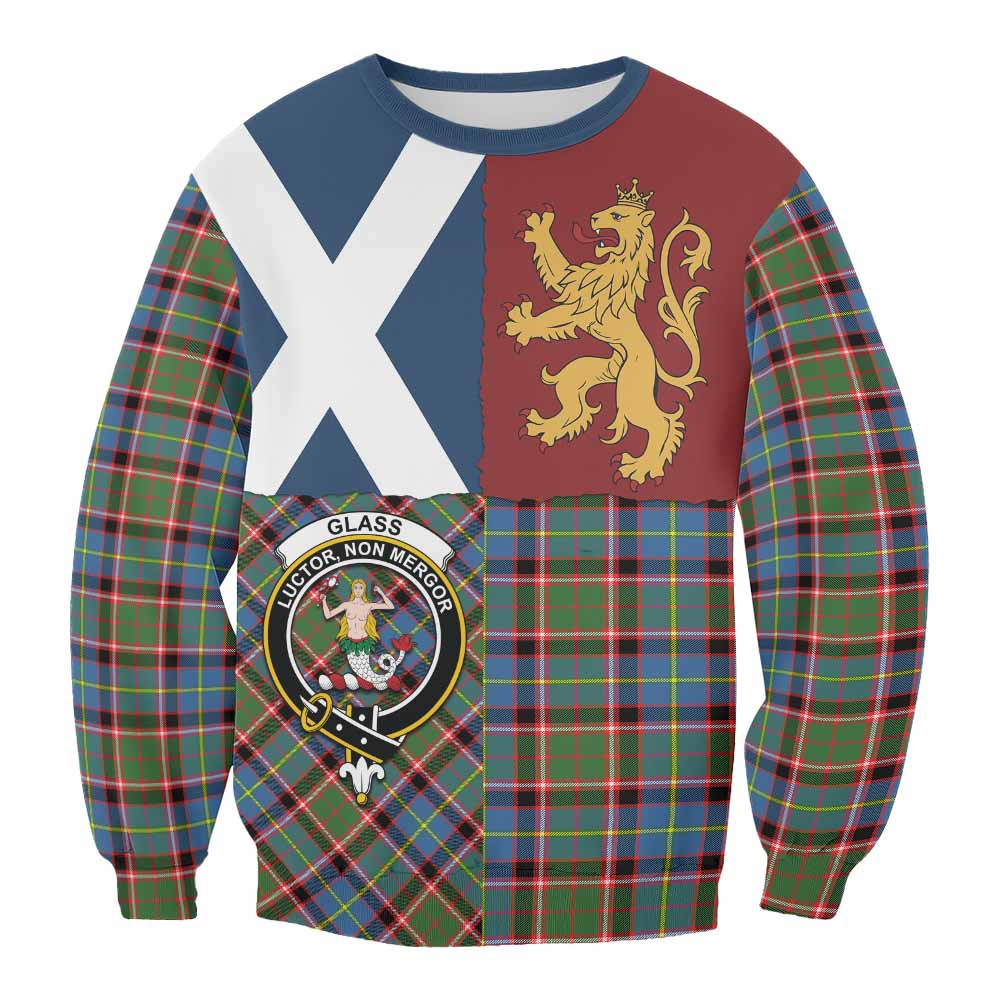 ScotsTee Shop Glass Crest Tartan Sweatshirt with Lion Rampant Saltire Style
