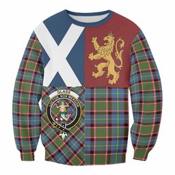 ScotsTee Shop Glass Crest Tartan Sweatshirt with Lion Rampant Saltire Style