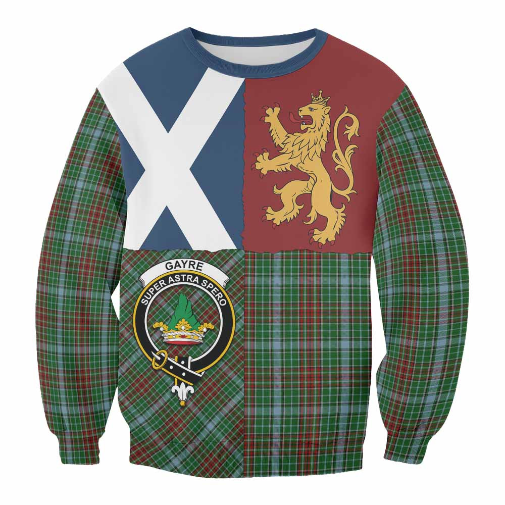 ScotsTee Shop Gayre Crest Tartan Sweatshirt with Lion Rampant Saltire Style