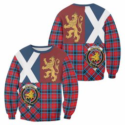 ScotsTee Shop MacTavish (McTavish) Crest Tartan Sweatshirt with Lion Rampant Saltire Style