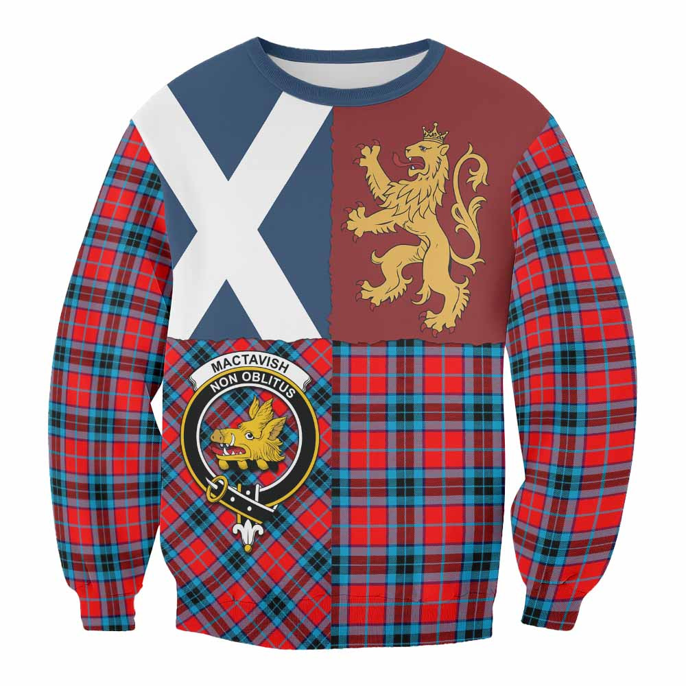 ScotsTee Shop MacTavish (McTavish) Crest Tartan Sweatshirt with Lion Rampant Saltire Style