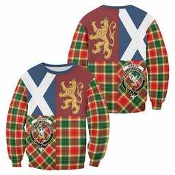 ScotsTee Shop Gibson (Gibbs or Gibsone) Crest Tartan Sweatshirt with Lion Rampant Saltire Style