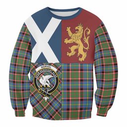 ScotsTee Shop Norvel Crest Tartan Sweatshirt with Lion Rampant Saltire Style