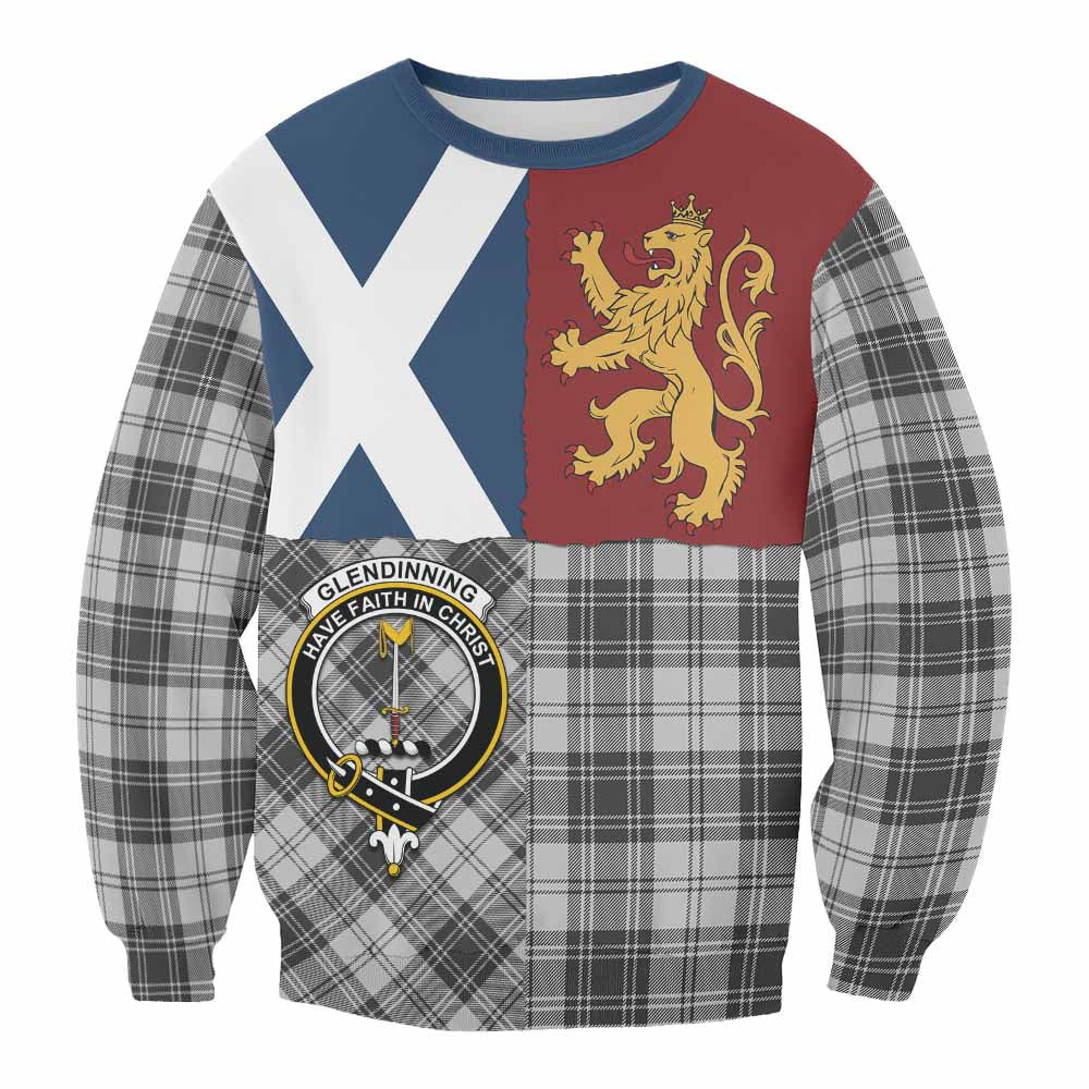 ScotsTee Shop Glendinning Crest Tartan Sweatshirt with Lion Rampant Saltire Style