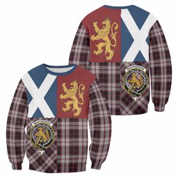 ScotsTee Shop MacPherson (McPherson) Crest Tartan Sweatshirt with Lion Rampant Saltire Style