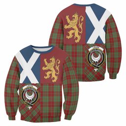 ScotsTee Shop Leask Crest Tartan Sweatshirt with Lion Rampant Saltire Style
