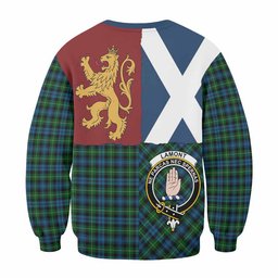 ScotsTee Shop Lamont Crest Tartan Sweatshirt with Lion Rampant Saltire Style