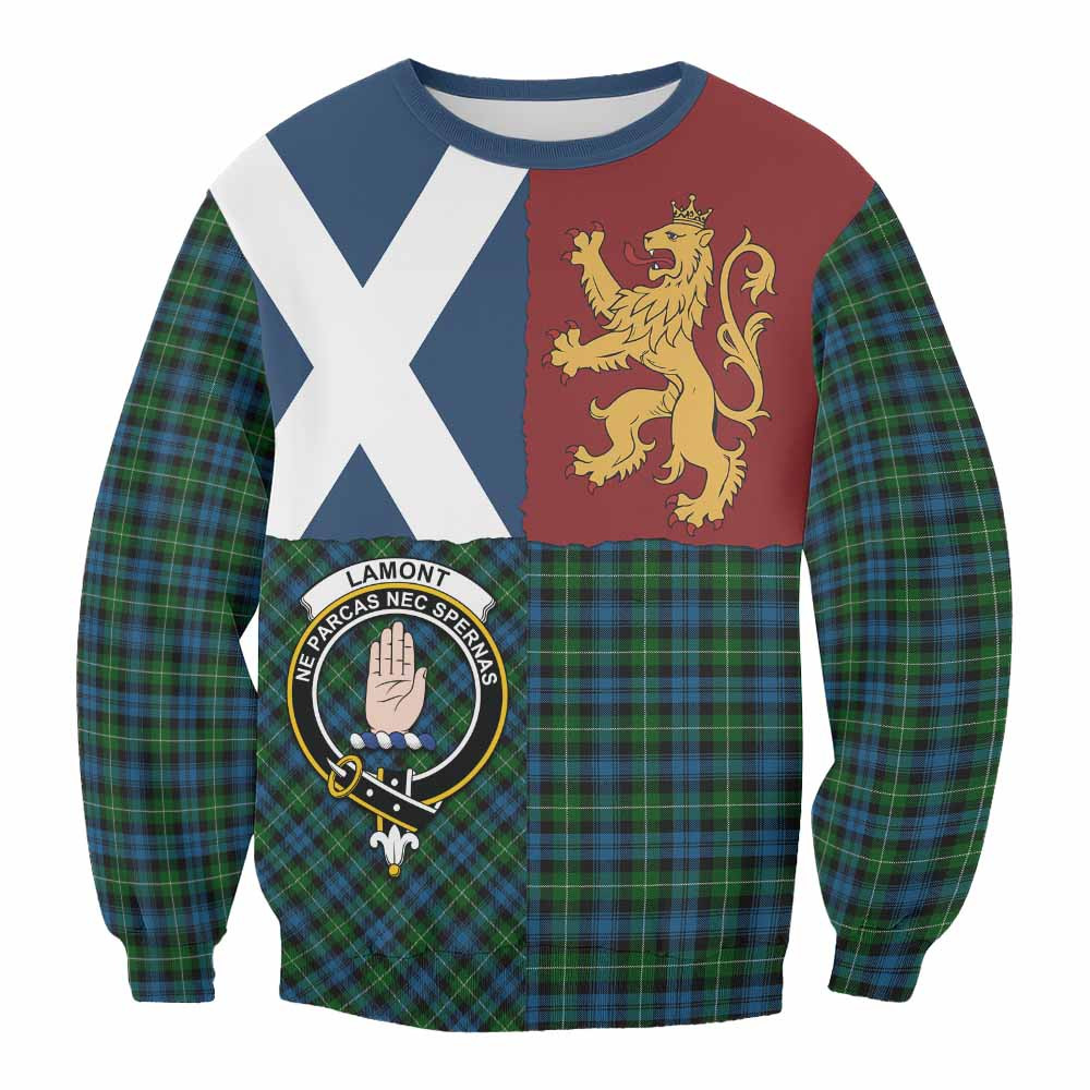 ScotsTee Shop Lamont Crest Tartan Sweatshirt with Lion Rampant Saltire Style