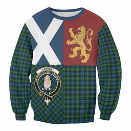 ScotsTee Shop Lamont Crest Tartan Sweatshirt with Lion Rampant Saltire Style