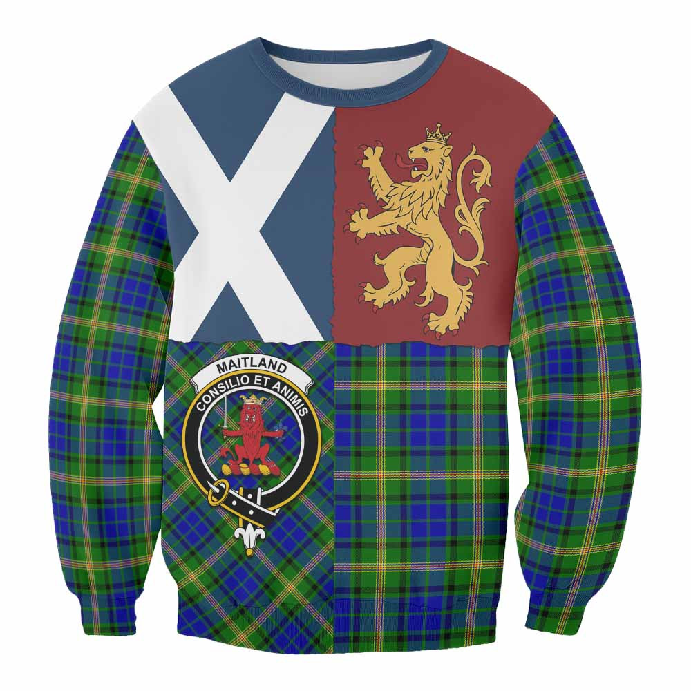 ScotsTee Shop Maitland Crest Tartan Sweatshirt with Lion Rampant Saltire Style