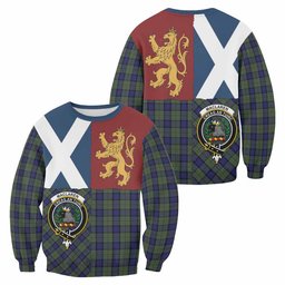 ScotsTee Shop MacLaren (McLaren) Crest Tartan Sweatshirt with Lion Rampant Saltire Style