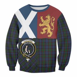 ScotsTee Shop Fletcher Crest Tartan Sweatshirt with Lion Rampant Saltire Style