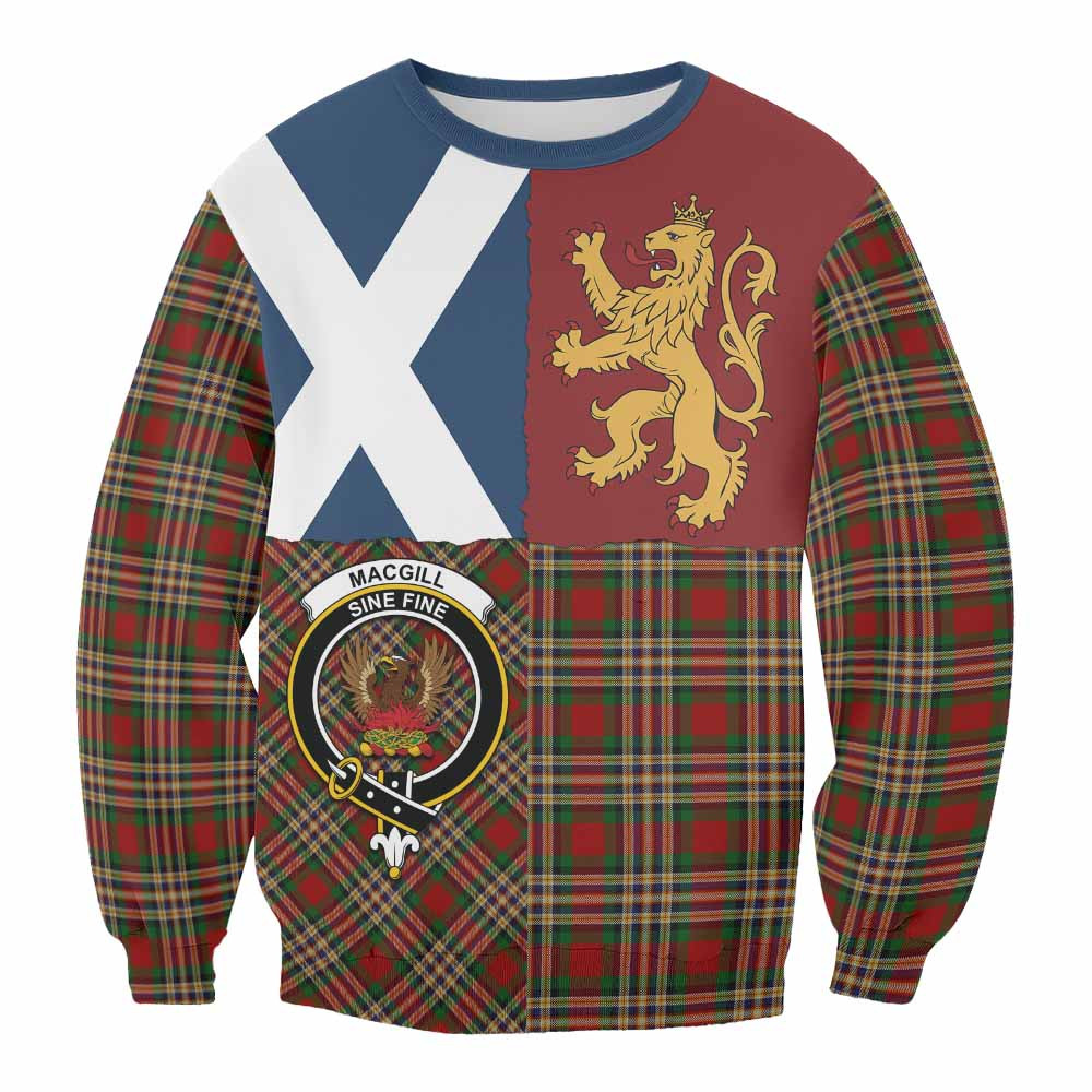 ScotsTee Shop MacGill (MakGill) Crest Tartan Sweatshirt with Lion Rampant Saltire Style