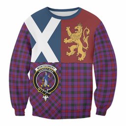 ScotsTee Shop Montgomery Crest Tartan Sweatshirt with Lion Rampant Saltire Style