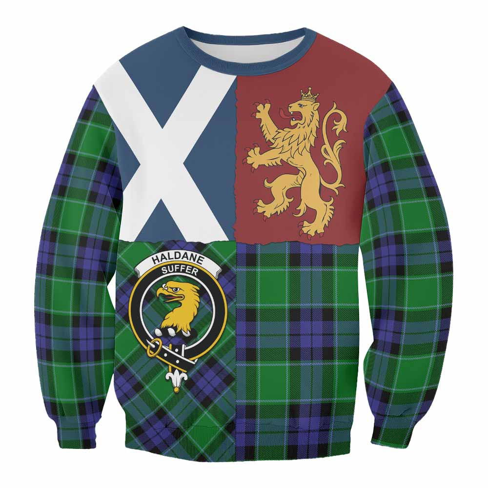 ScotsTee Shop Haldane Crest Tartan Sweatshirt with Lion Rampant Saltire Style