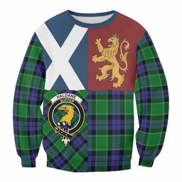 ScotsTee Shop Haldane Crest Tartan Sweatshirt with Lion Rampant Saltire Style