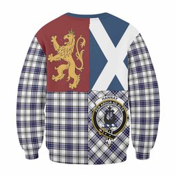 ScotsTee Shop Hannay Crest Tartan Sweatshirt with Lion Rampant Saltire Style