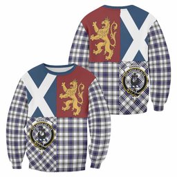ScotsTee Shop Hannay Crest Tartan Sweatshirt with Lion Rampant Saltire Style