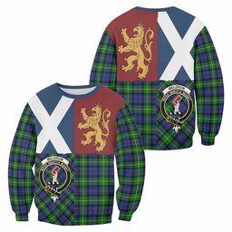 ScotsTee Shop Meldrum Crest Tartan Sweatshirt with Lion Rampant Saltire Style