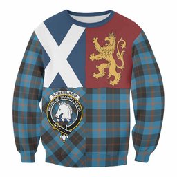 ScotsTee Shop Horsburgh Crest Tartan Sweatshirt with Lion Rampant Saltire Style