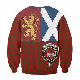 ScotsTee Shop MacDonald (McDonald) of Sleat Crest Tartan Sweatshirt with Lion Rampant Saltire Style