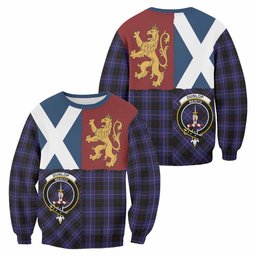 ScotsTee Shop Dunlop Crest Tartan Sweatshirt with Lion Rampant Saltire Style