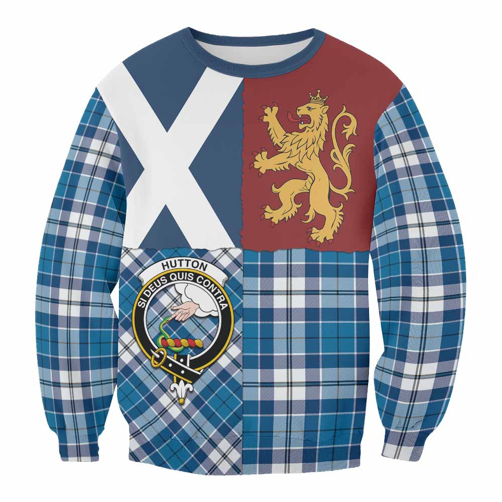 ScotsTee Shop Hutton Crest Tartan Sweatshirt with Lion Rampant Saltire Style