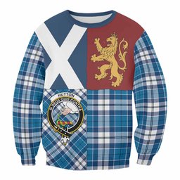 ScotsTee Shop Hutton Crest Tartan Sweatshirt with Lion Rampant Saltire Style