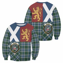ScotsTee Shop MacNeil (McNeil) Crest Tartan Sweatshirt with Lion Rampant Saltire Style