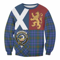 ScotsTee Shop Edmonstone Crest Tartan Sweatshirt with Lion Rampant Saltire Style