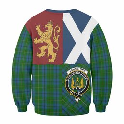 ScotsTee Shop Johnstone (Johnston) Crest Tartan Sweatshirt with Lion Rampant Saltire Style