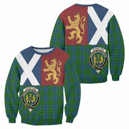 ScotsTee Shop Johnstone (Johnston) Crest Tartan Sweatshirt with Lion Rampant Saltire Style