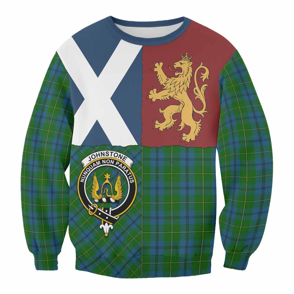 ScotsTee Shop Johnstone (Johnston) Crest Tartan Sweatshirt with Lion Rampant Saltire Style