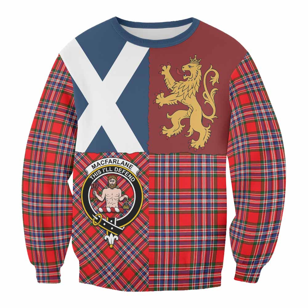 ScotsTee Shop MacFarlane (McFarlane) Crest Tartan Sweatshirt with Lion Rampant Saltire Style