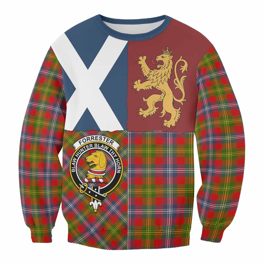 ScotsTee Shop Forrester (Foster) Crest Tartan Sweatshirt with Lion Rampant Saltire Style