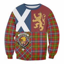 ScotsTee Shop Forrester (Foster) Crest Tartan Sweatshirt with Lion Rampant Saltire Style